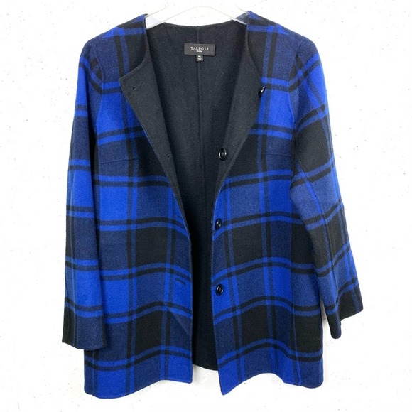Talbots Jackets & Blazers - Talbots Reversible Double Faced Wool Jacket Black & Blue Size MP